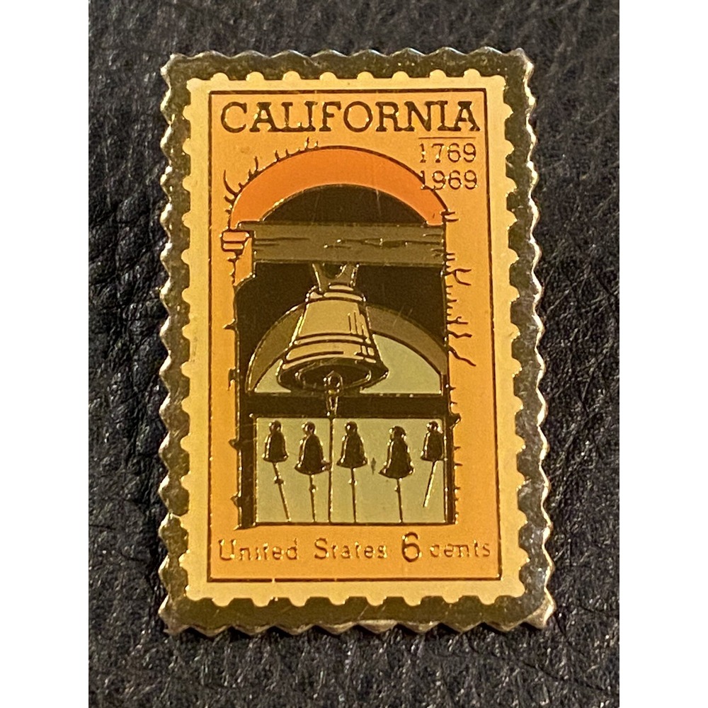 USPS 1769-1969 California Settlement 6 Cent Stamp Gold Tone Enamel Collector Pin
